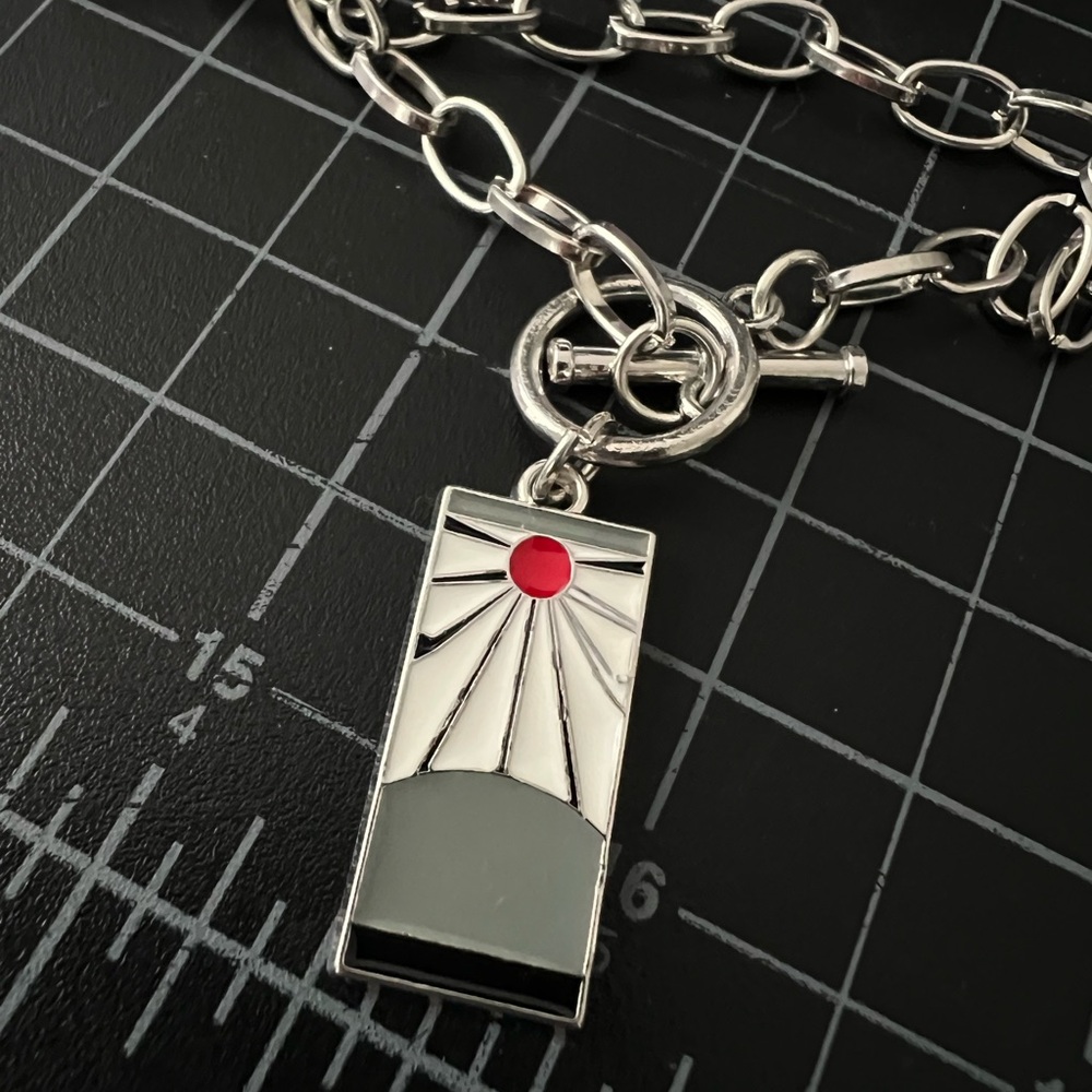 Silver and Red Pendant Necklace